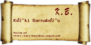 Kéki Barnabás névjegykártya